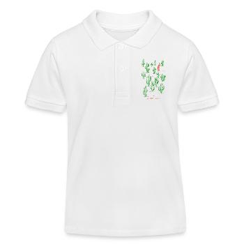 Cactus coloré et piment rouge - Polo enfant bio Stanley/Stella - blanc - Devant