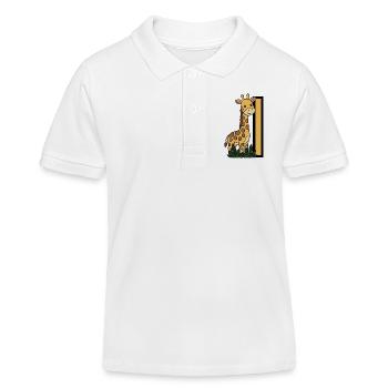 Giraffe am Pfosten – Kinderillustration - Kinder Organic Poloshirt Mini Sprinter von Stanley/Stella - Weiß - Vorne
