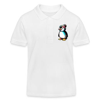Penguin with winter wool cap hat - Kids Organic Polo Shirt by Stanley/Stella - white - Front