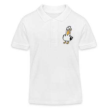Crazy Seagull Squinting Grimace Insane Bird - Kids Organic Polo Shirt by Stanley/Stella - white - Front