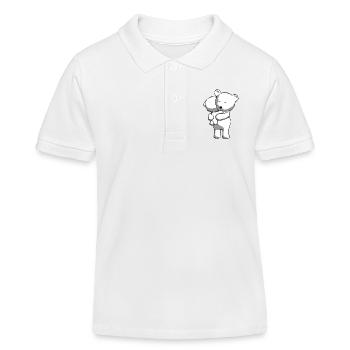 Teddy bear with child in doodle look - Kids Organic Polo Shirt by Stanley/Stella - white - Front