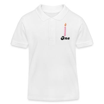 1e anniversaire bougie - Polo enfant bio Stanley/Stella - blanc - Devant