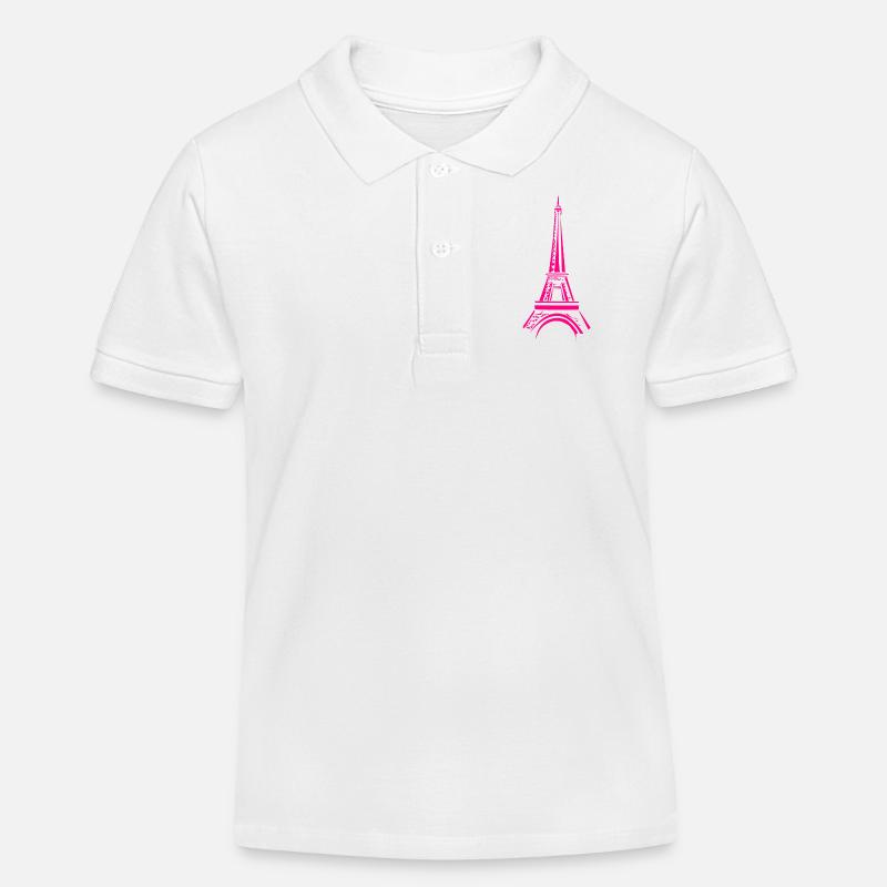 Tour Eiffel rose - Polo enfant bio Stanley/Stella - blanc
