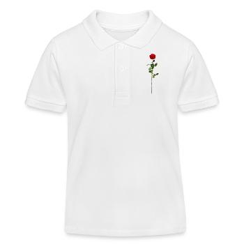 Rose avec tige - Polo enfant bio Stanley/Stella - blanc - Devant