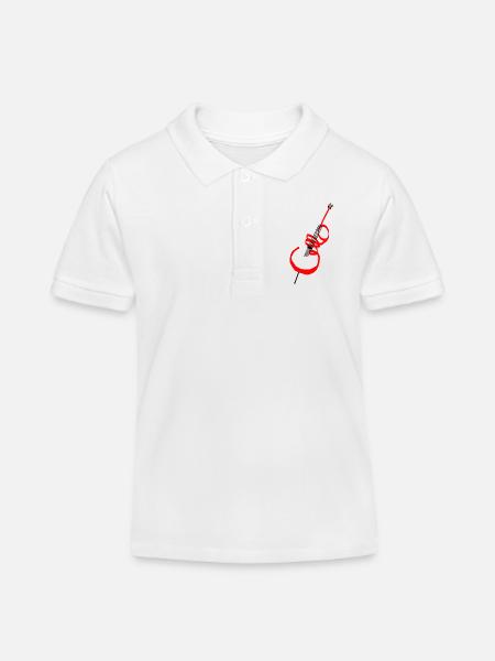 Lettrage violoncelle rouge - Polo enfant bio Stanley/Stella - blanc
