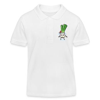 Saint-Nicolas mignon oignon de printemps - Polo enfant bio Stanley/Stella - blanc - Devant