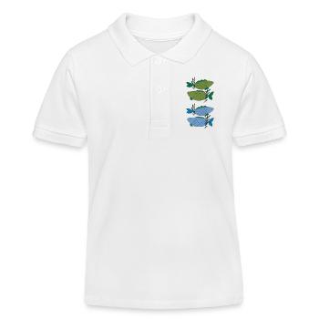 Motif de poisson dans des dégradés de couleurs délicats - Polo enfant bio Stanley/Stella - blanc - Devant