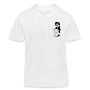 Trauriger Junge, der schwarze Zeitung weiß liest - Kinder Organic Poloshirt Mini Sprinter von Stanley/Stella - Weiß - Vorne