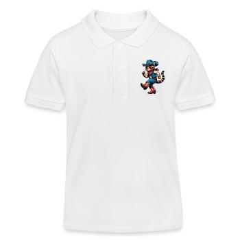 Line Dance Western Cowboy Katze - Kinder Organic Poloshirt Mini Sprinter von Stanley/Stella - Weiß - Vorne
