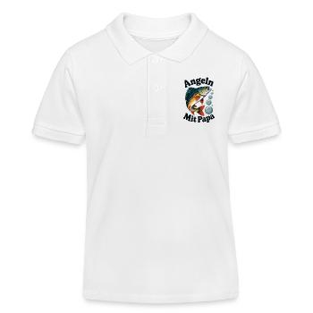 Angeln mit Papa mit springendem Barsch - Kinder Organic Poloshirt Mini Sprinter von Stanley/Stella - Weiß - Vorne