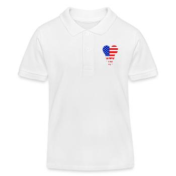 Cœur Drapeau Américain Bleu Rouge - Polo enfant bio Stanley/Stella - blanc - Devant