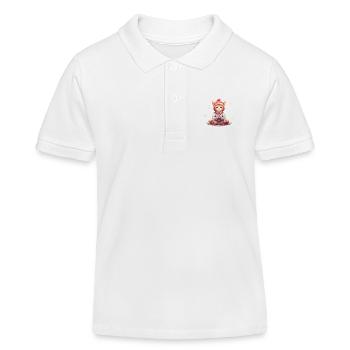 Yoga Shirt / Katze Lotussitz Illustration - Kinder Organic Poloshirt Mini Sprinter von Stanley/Stella - Weiß - Vorne