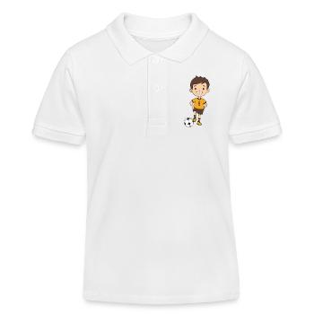 Kicker boy in orange jersey - Kids Organic Polo Shirt by Stanley/Stella - white - Front