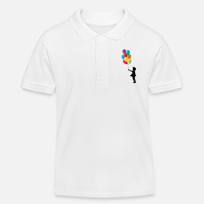 Mädchen mit bunten Luftballons - Kinder Organic Poloshirt Mini Sprinter von Stanley/Stella - Weiß