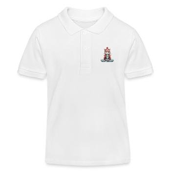 Yoga Shirt / Katze Lotussitz Illustration - Kinder Organic Poloshirt Mini Sprinter von Stanley/Stella - Weiß - Vorne