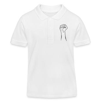 main poing 2 / poing / combat / protestation - Polo enfant bio Stanley/Stella - blanc - Devant