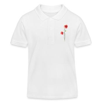 Blume: roter Mohn - Kinder Organic Poloshirt Mini Sprinter von Stanley/Stella - Weiß - Vorne