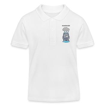 Rain Hippo Under Clouds - Kids Organic Polo Shirt by Stanley/Stella - white - Front