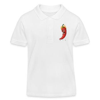 Raging Flame Chili - Kids Organic Polo Shirt by Stanley/Stella - white - Front