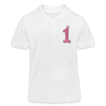 Pinkes Kronen-1 Design - Kinder Organic Poloshirt Mini Sprinter von Stanley/Stella - Weiß - Vorne