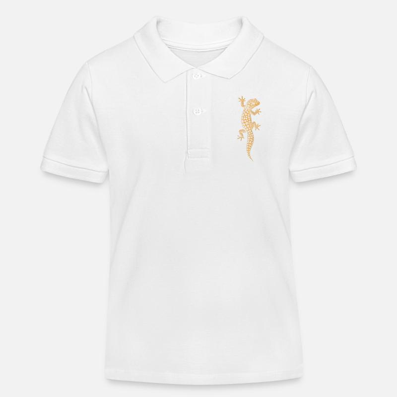 Leopardgecko - Kinder Organic Poloshirt Mini Sprinter von Stanley/Stella - Weiß