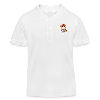 Design French cartoon cat - Polo enfant bio Stanley/Stella - blanc - Devant