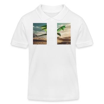 A realistic majestical green dragon is flying - Kids Organic Polo Shirt by Stanley/Stella - white - Front