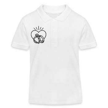 Hochzeit - Ring und Herz - Kinder Organic Poloshirt Mini Sprinter von Stanley/Stella - Weiß - Vorne