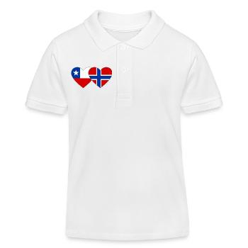Chile Norwegen Flagge Herz - Kinder Organic Poloshirt Mini Sprinter von Stanley/Stella - Weiß - Vorne