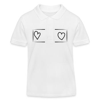 Trois coeurs coeur rectangle - Polo enfant bio Stanley/Stella - blanc - Devant