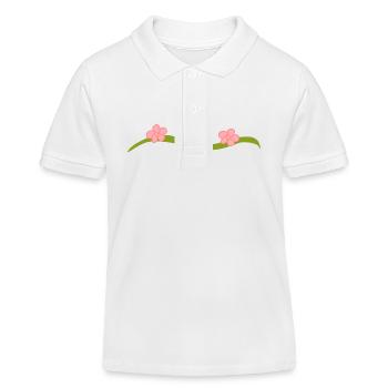 Three Flowers Blossom Line Branch Pink - Kids Organic Polo Shirt by Stanley/Stella - white - Front