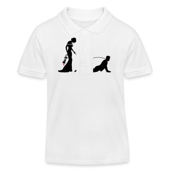 Hochzeit Brautpaar Leine - Kinder Organic Poloshirt Mini Sprinter von Stanley/Stella - Weiß - Vorne