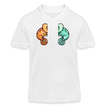 Couple Caméléon Amoureux Animal Saint Valentin - Polo enfant bio Stanley/Stella - blanc - Devant