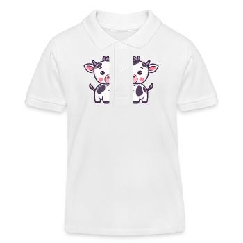 Vache Couple Amour Couple Amoureux - Polo enfant bio Stanley/Stella - blanc - Devant