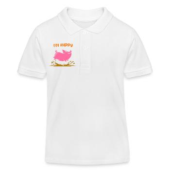 Smiling Pig - Kids Organic Polo Shirt by Stanley/Stella - white - Front