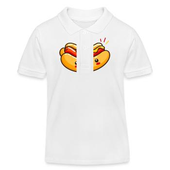 Hot-dog kawaii au visage heureux - Polo enfant bio Stanley/Stella - blanc - Devant