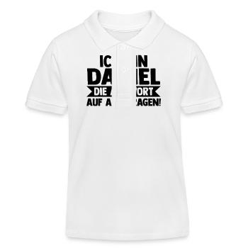 First name Daniel - Kids Organic Polo Shirt by Stanley/Stella - white - Front