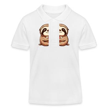 Couple de paresseux amoureux Animal Saint-Valentin - Polo enfant bio Stanley/Stella - blanc - Devant