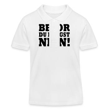 Bevor du fragst nein - Kinder Organic Poloshirt Mini Sprinter von Stanley/Stella - Weiß - Vorne