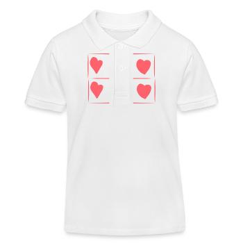 Six coeurs coeur motif rectangle rose - Polo enfant bio Stanley/Stella - blanc - Devant