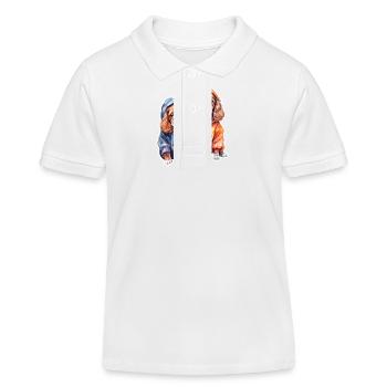 Drôle de famille d’épagneuls en vêtements de chien. - Polo enfant bio Stanley/Stella - blanc - Devant