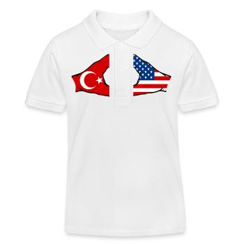 Forme de coeur Türkiye USA avec mains - Polo enfant bio Stanley/Stella - blanc - Devant