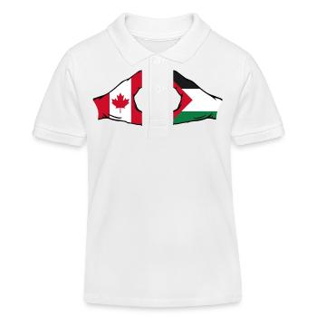 Canada Palestine Heart Shape with Hands - Kids Organic Polo Shirt by Stanley/Stella - white - Front