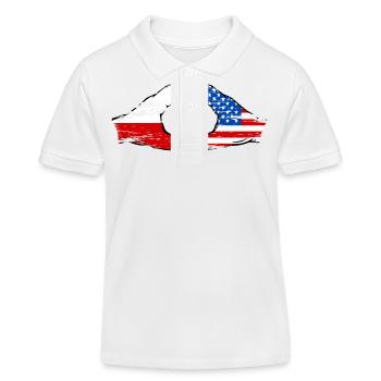 Pologne USA forme de coeur avec des mains utilisées - Polo enfant bio Stanley/Stella - blanc - Devant