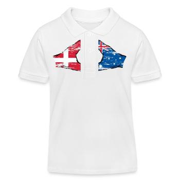Dänemark Australien Flagge Herzform used - Kinder Organic Poloshirt Mini Sprinter von Stanley/Stella - Weiß - Vorne