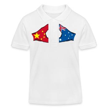 Forme de coeur du drapeau de la Chine et de l’Australie - Polo enfant bio Stanley/Stella - blanc - Devant