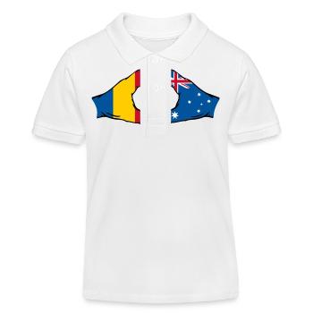 Romania Australia Flag Heart Shape - Kids Organic Polo Shirt by Stanley/Stella - white - Front