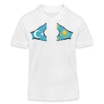 Ouïghours Kazakhstan drapeau mains forme coeur - Polo enfant bio Stanley/Stella - blanc - Devant