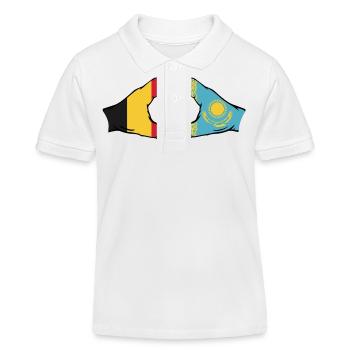 Belgien Kasachstan Flagge Hände Herzform - Kinder Organic Poloshirt Mini Sprinter von Stanley/Stella - Weiß - Vorne