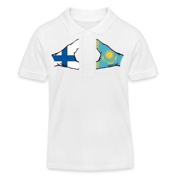 Finnland Kasachstan Flagge Hände Herzform - Kinder Organic Poloshirt Mini Sprinter von Stanley/Stella - Weiß - Vorne